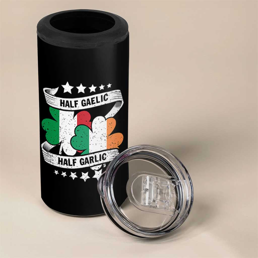 Funny Half Gaelic Half Garlic 4 in 1 Can Cooler Tumbler Irish Italian St. Patrick's Day