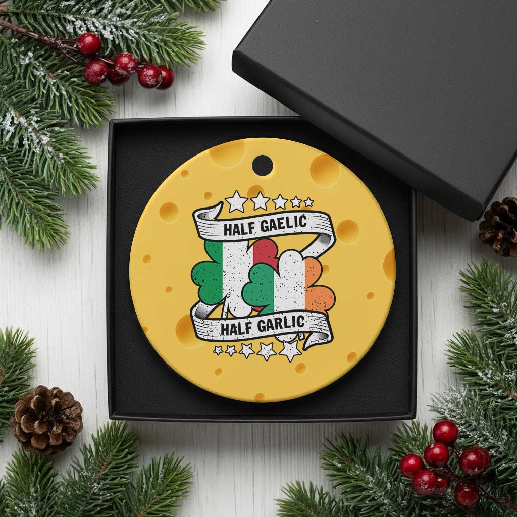 Funny Half Gaelic Half Garlic Ceramic Ornament Irish Italian St. Patrick's Day - Wonder Print Shop