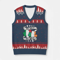 Funny Half Gaelic Half Garlic V-Neck Knit Sweater Vest Irish Italian St. Patrick's Day - Wonder Print Shop