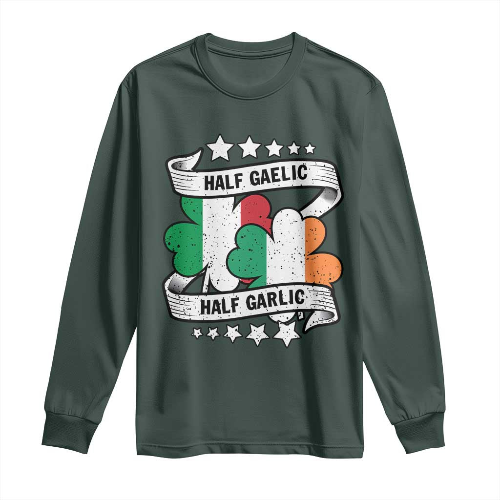 Funny Half Gaelic Half Garlic Long Sleeve Shirt Irish Italian St. Patrick's Day