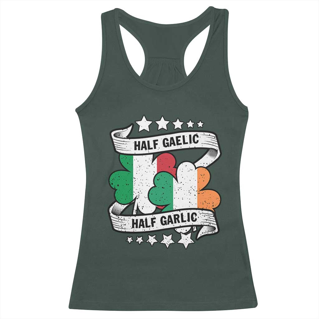 Funny Half Gaelic Half Garlic Racerback Tank Top Irish Italian St. Patrick's Day