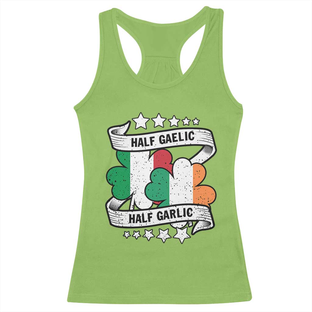 Funny Half Gaelic Half Garlic Racerback Tank Top Irish Italian St. Patrick's Day