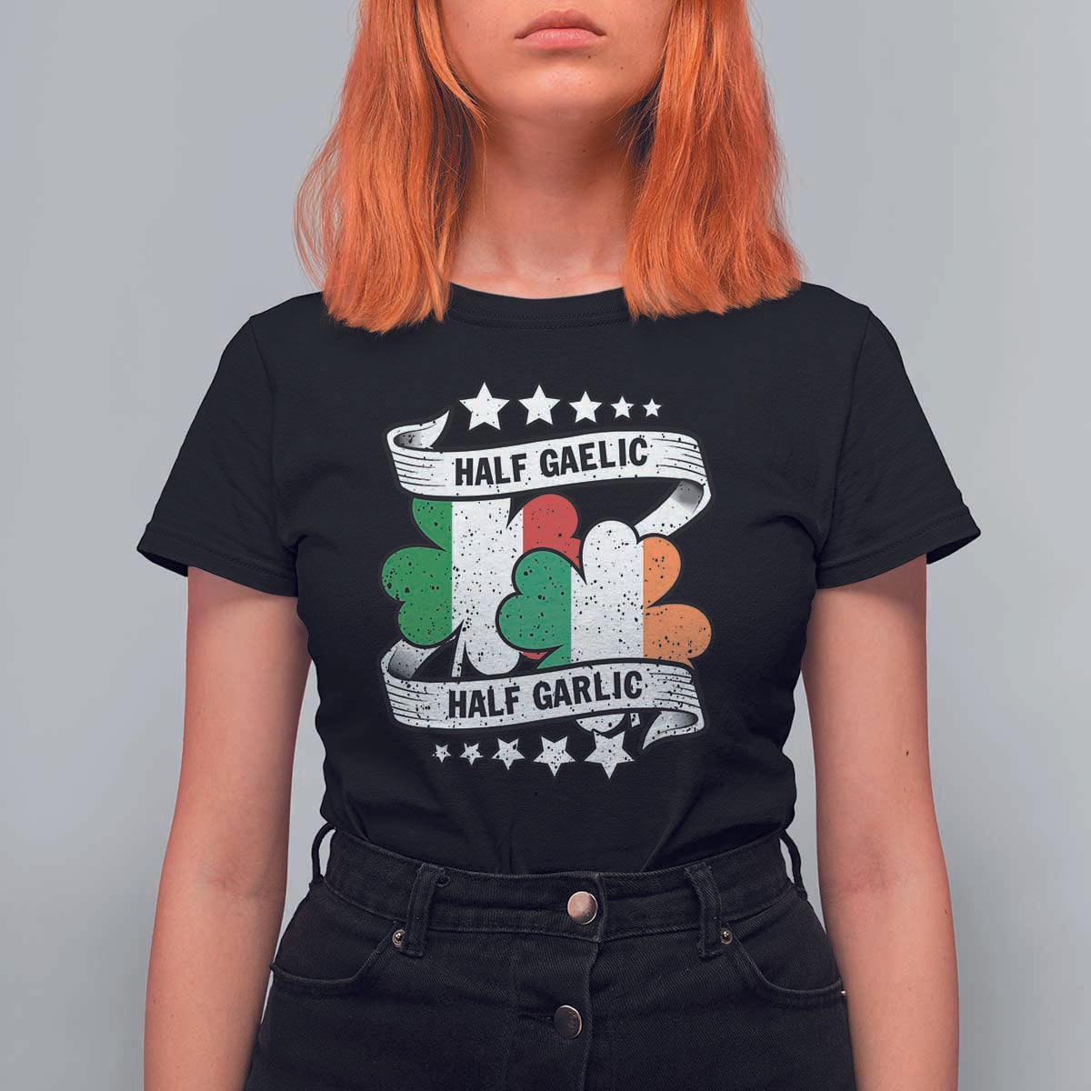 Funny Half Gaelic Half Garlic T Shirt For Women Irish Italian St. Patrick's Day