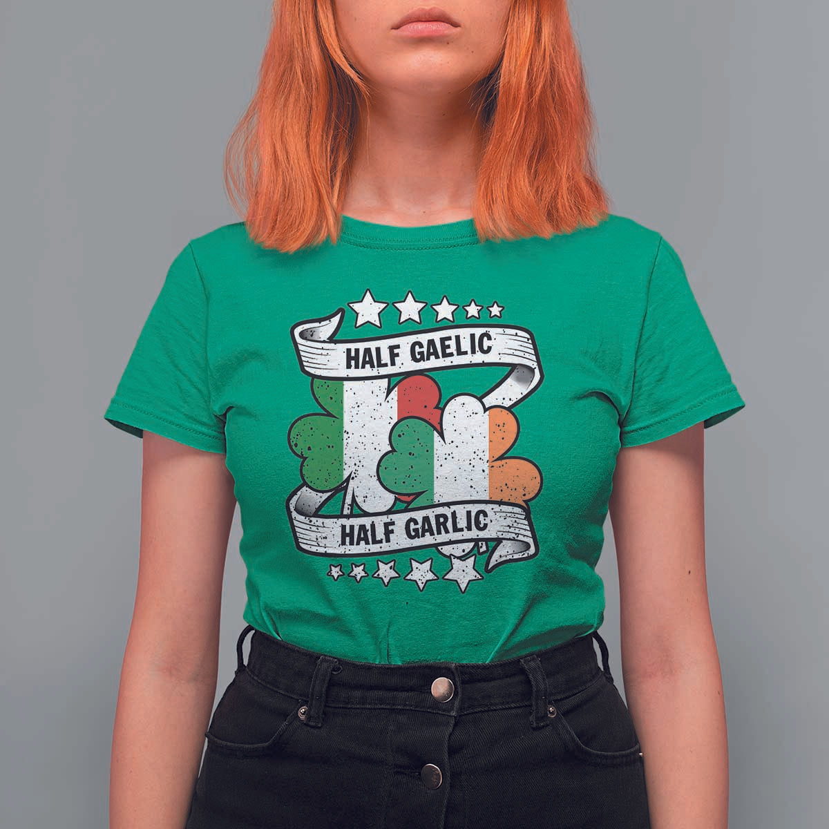 Funny Half Gaelic Half Garlic T Shirt For Women Irish Italian St. Patrick's Day