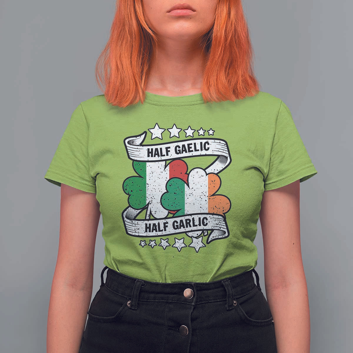 Funny Half Gaelic Half Garlic T Shirt For Women Irish Italian St. Patrick's Day