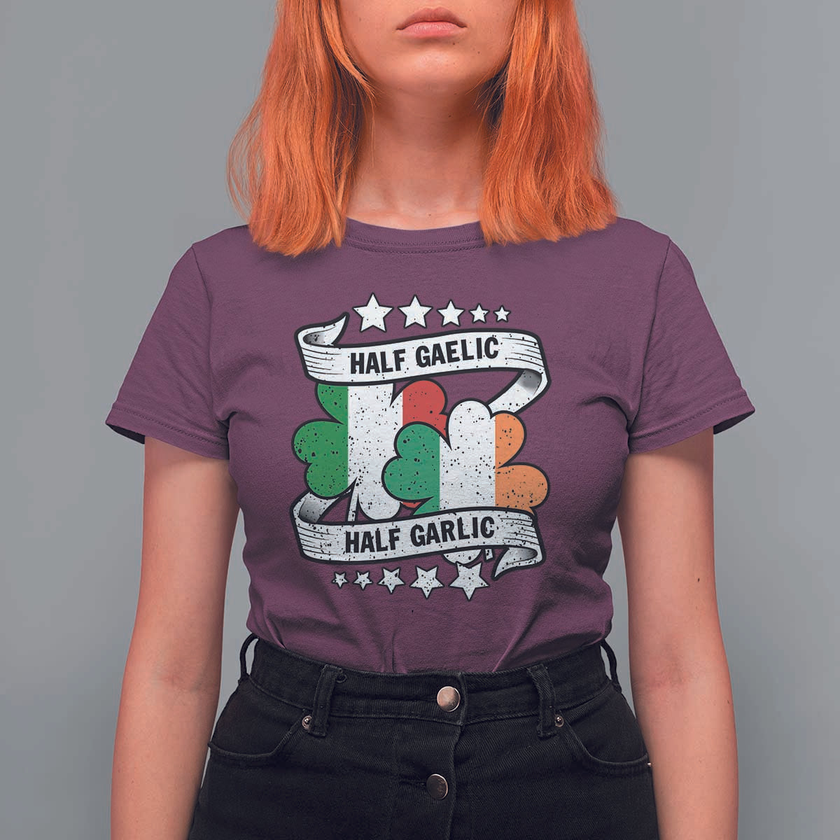 Funny Half Gaelic Half Garlic T Shirt For Women Irish Italian St. Patrick's Day