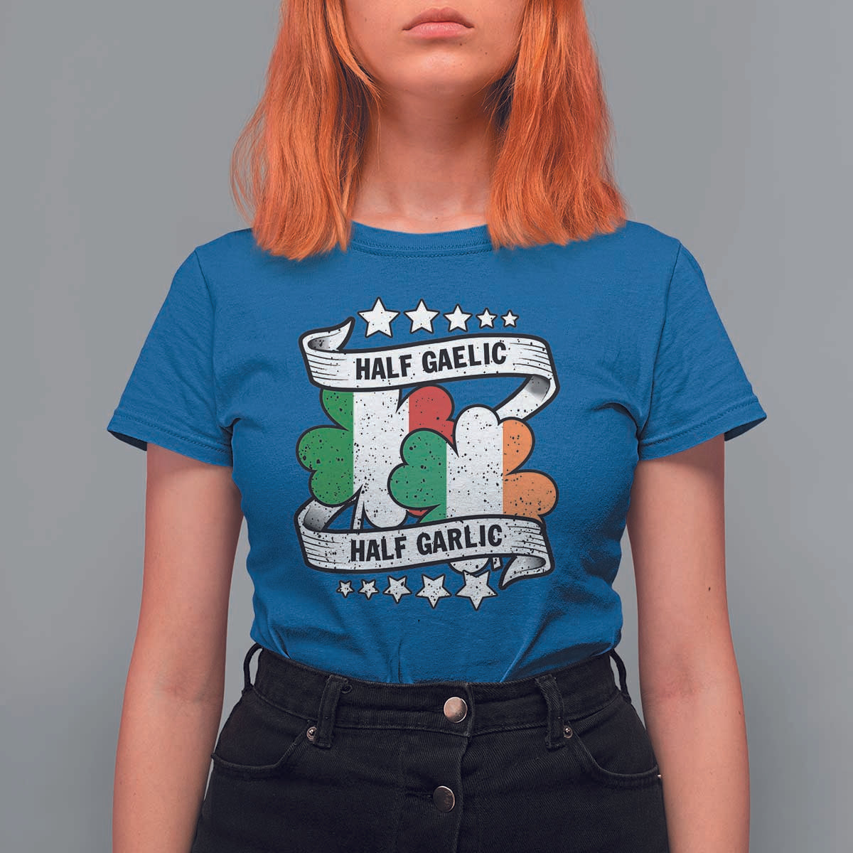 Funny Half Gaelic Half Garlic T Shirt For Women Irish Italian St. Patrick's Day