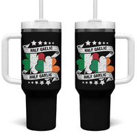 Funny Half Gaelic Half Garlic Tumbler With Handle Irish Italian St. Patrick's Day