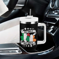 Funny Half Gaelic Half Garlic Tumbler With Handle Irish Italian St. Patrick's Day
