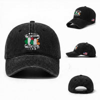 Funny Half Gaelic Half Garlic Washed Cotton Baseball Cap Irish Italian St. Patrick's Day
