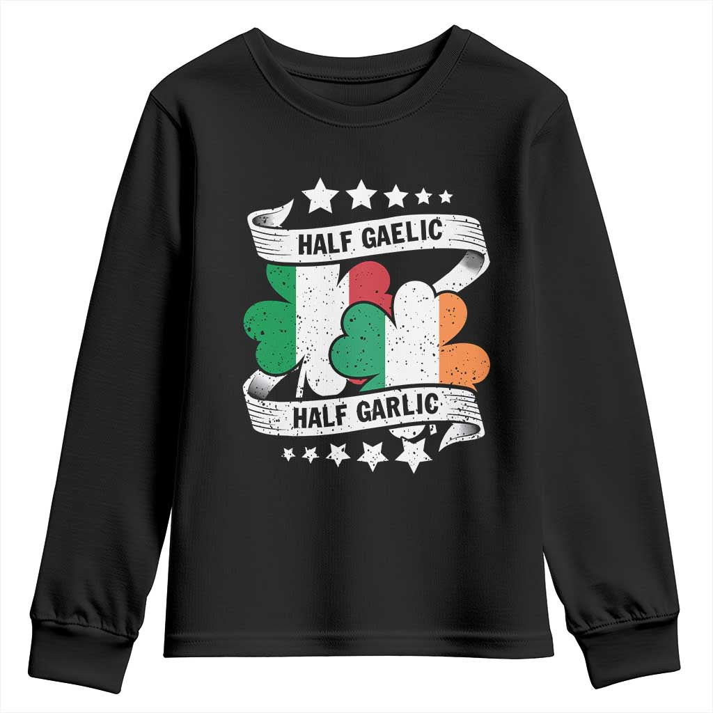 Funny Half Gaelic Half Garlic Youth Sweatshirt Irish Italian St. Patrick's Day
