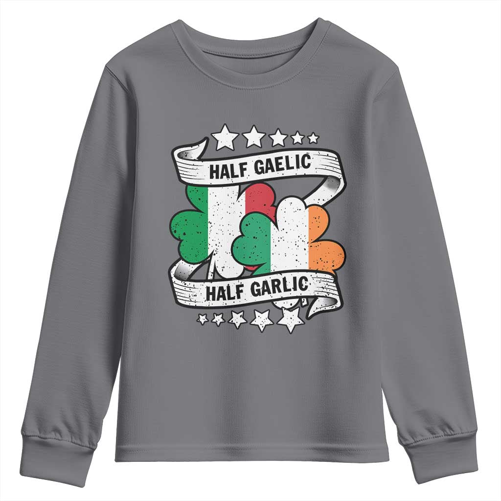 Funny Half Gaelic Half Garlic Youth Sweatshirt Irish Italian St. Patrick's Day