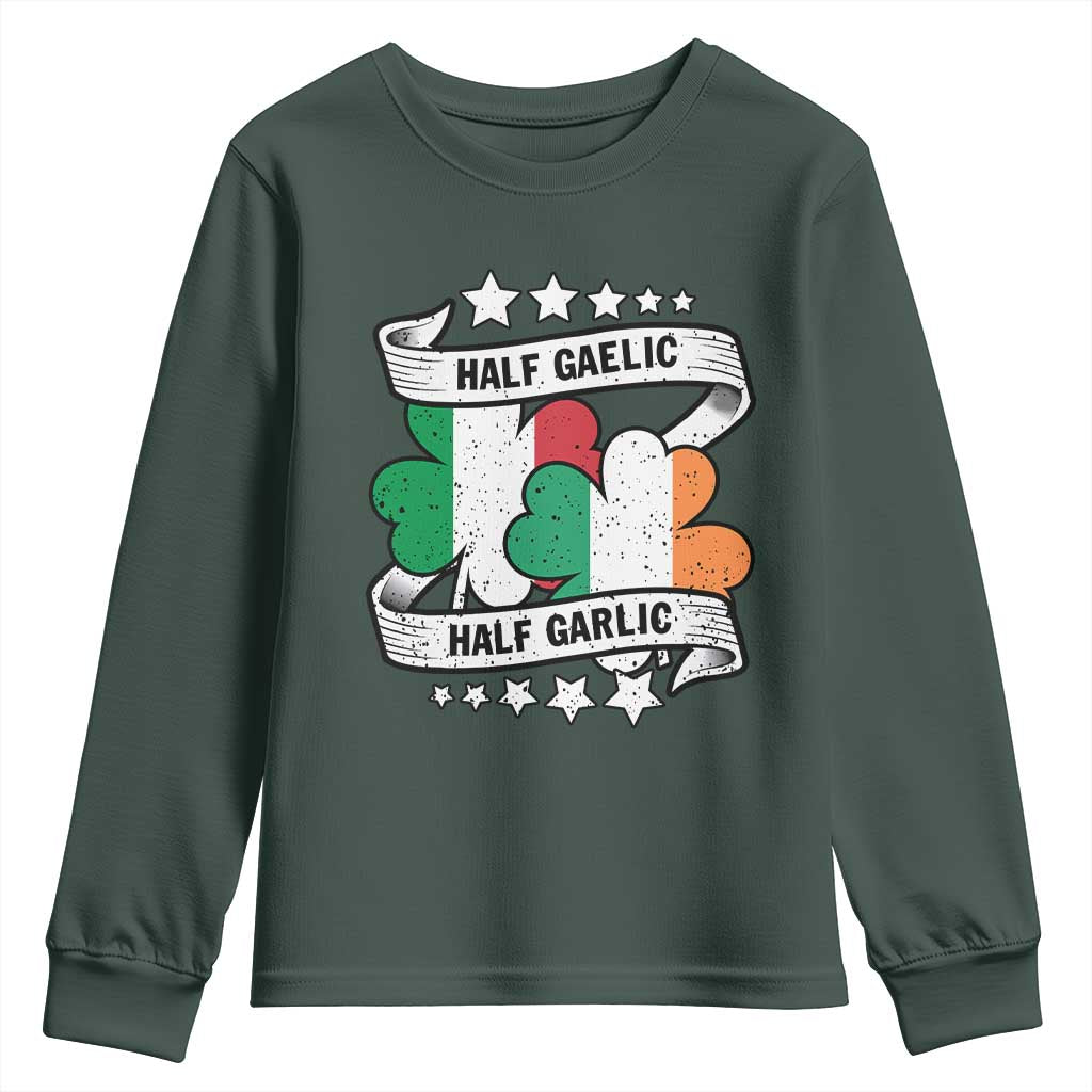 Funny Half Gaelic Half Garlic Youth Sweatshirt Irish Italian St. Patrick's Day