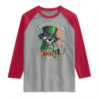 Irish Soldiers 1762 Raglan Shirt The Irish We Drink And We Fight Shamrock Skull Beer