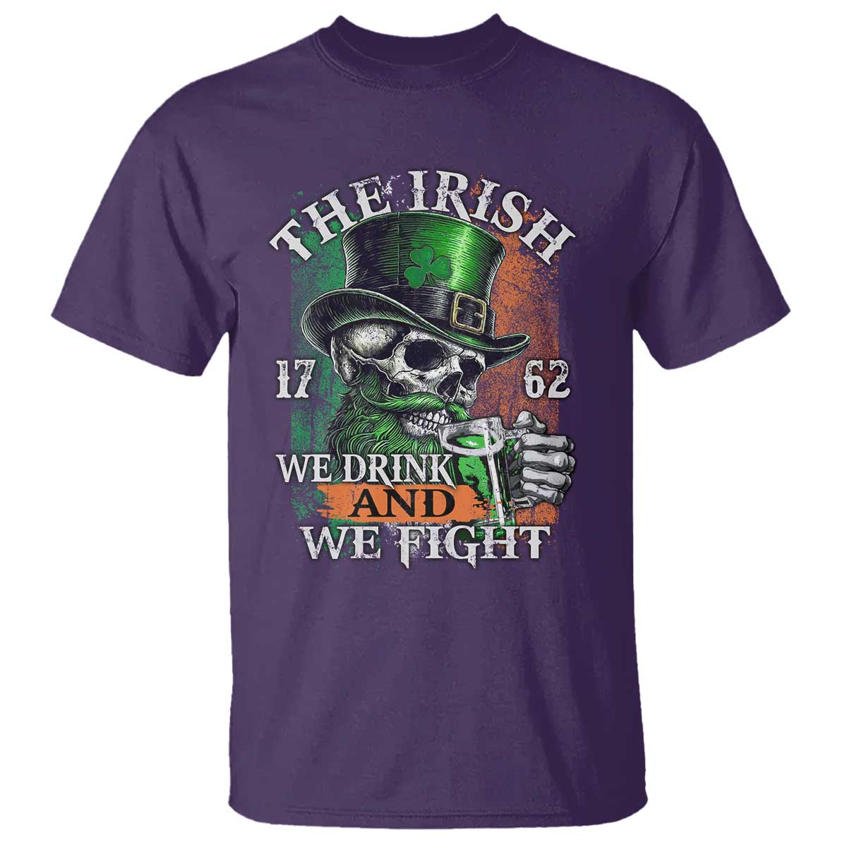Irish Soldiers 1762 T Shirt The Irish We Drink And We Fight Shamrock Skull Beer
