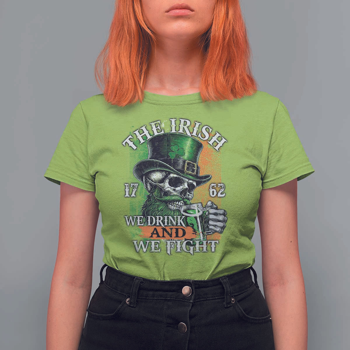 Irish Soldiers 1762 T Shirt For Women The Irish We Drink And We Fight Shamrock Skull Beer