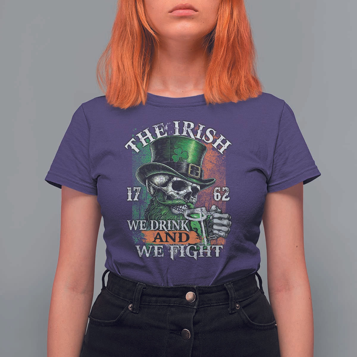 Irish Soldiers 1762 T Shirt For Women The Irish We Drink And We Fight Shamrock Skull Beer