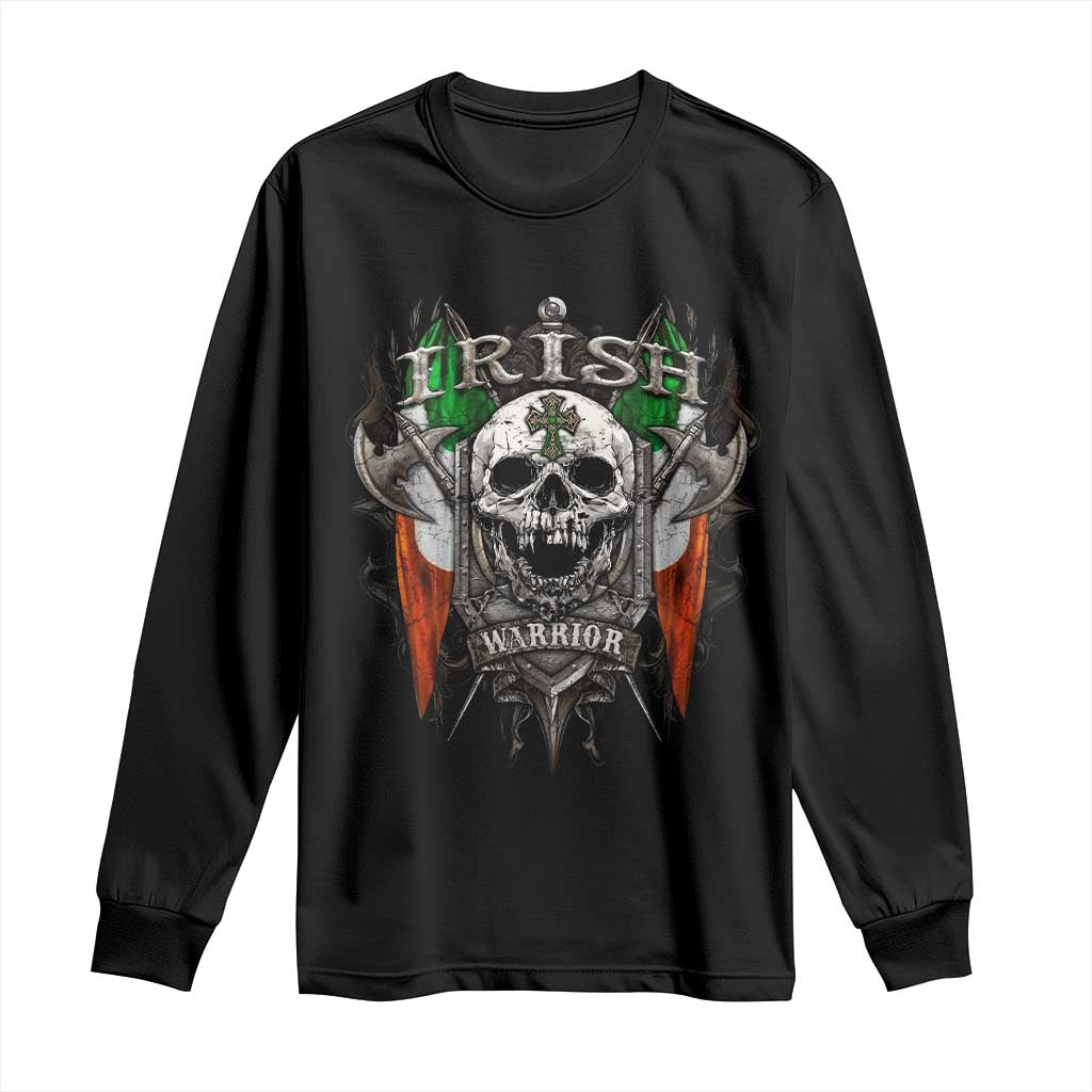 Funny Irish Warrior Long Sleeve Shirt Vintage Skull Celtic Cross Ireland Flag