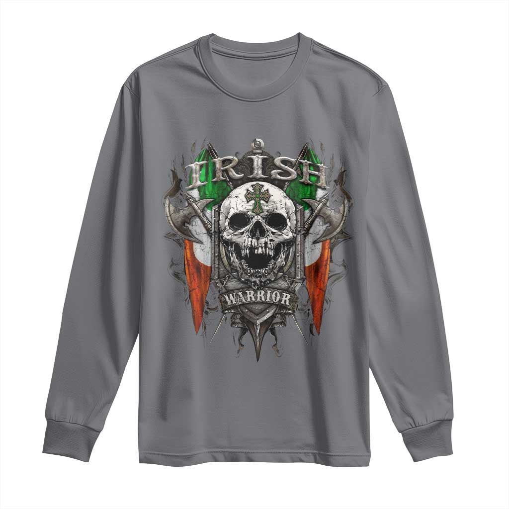 Funny Irish Warrior Long Sleeve Shirt Vintage Skull Celtic Cross Ireland Flag