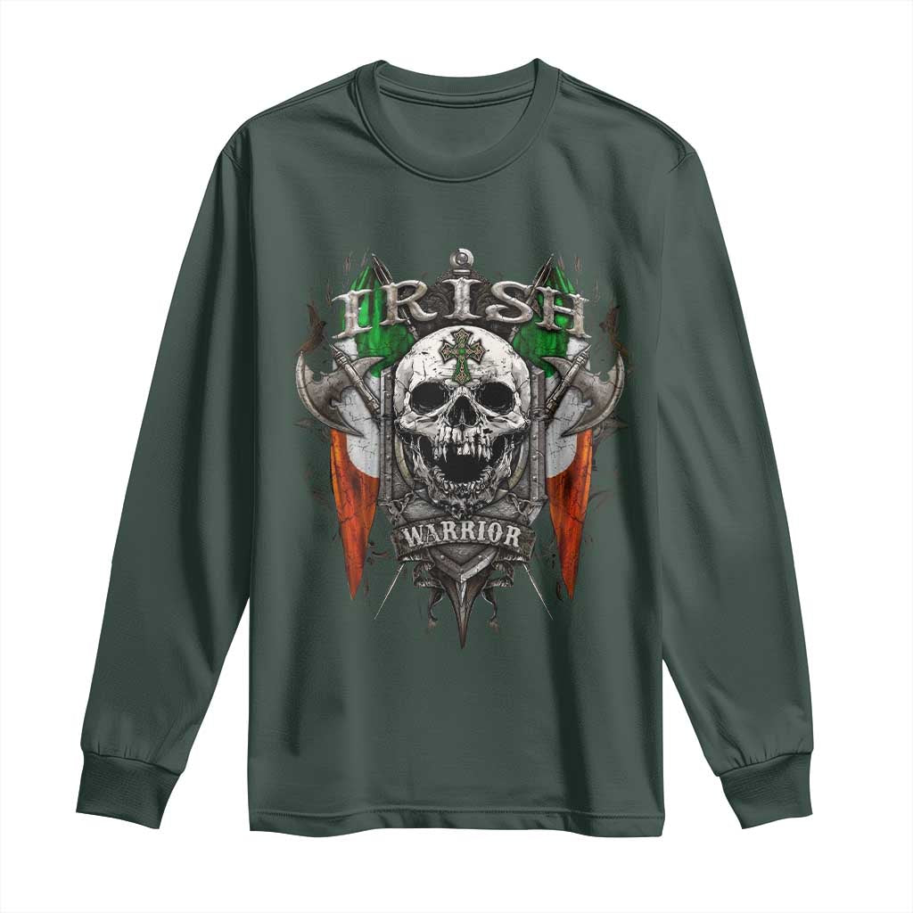Funny Irish Warrior Long Sleeve Shirt Vintage Skull Celtic Cross Ireland Flag