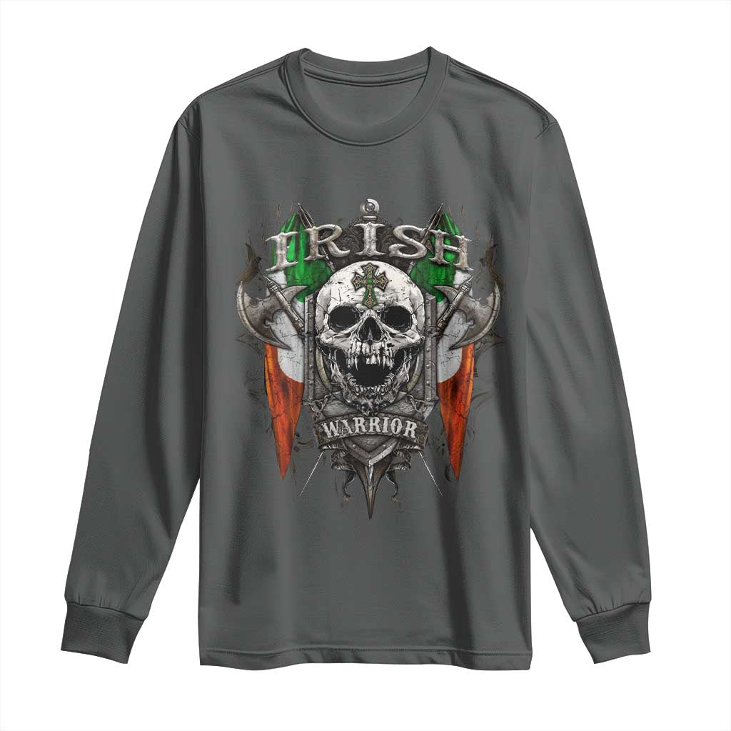 Funny Irish Warrior Long Sleeve Shirt Vintage Skull Celtic Cross Ireland Flag