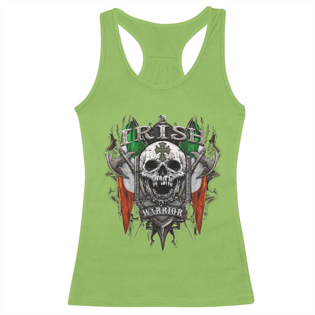 Funny Irish Warrior Racerback Tank Top Vintage Skull Celtic Cross Ireland Flag