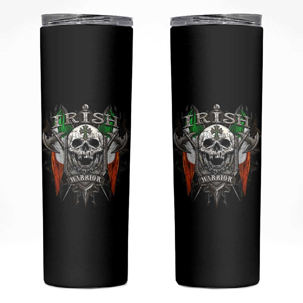 Funny Irish Warrior Skinny Tumbler Vintage Skull Celtic Cross Ireland Flag