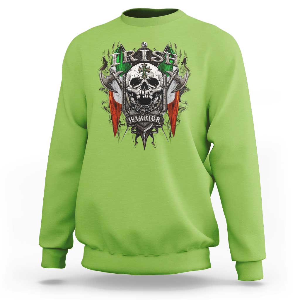 Funny Irish Warrior Sweatshirt Vintage Skull Celtic Cross Ireland Flag
