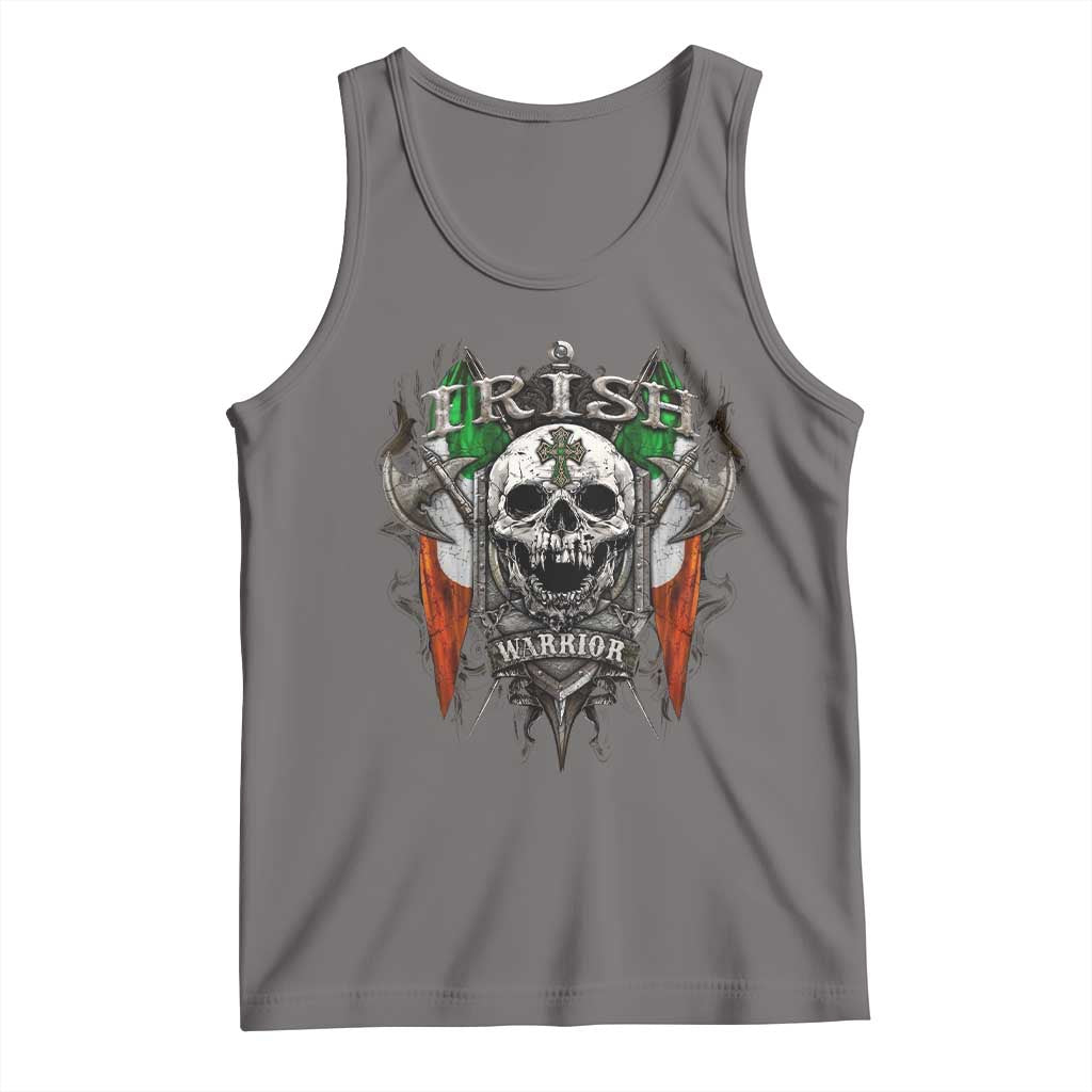 Funny Irish Warrior Tank Top Vintage Skull Celtic Cross Ireland Flag