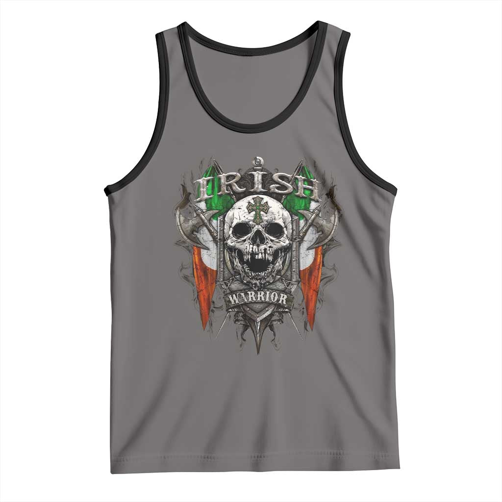 Funny Irish Warrior Tank Top Vintage Skull Celtic Cross Ireland Flag