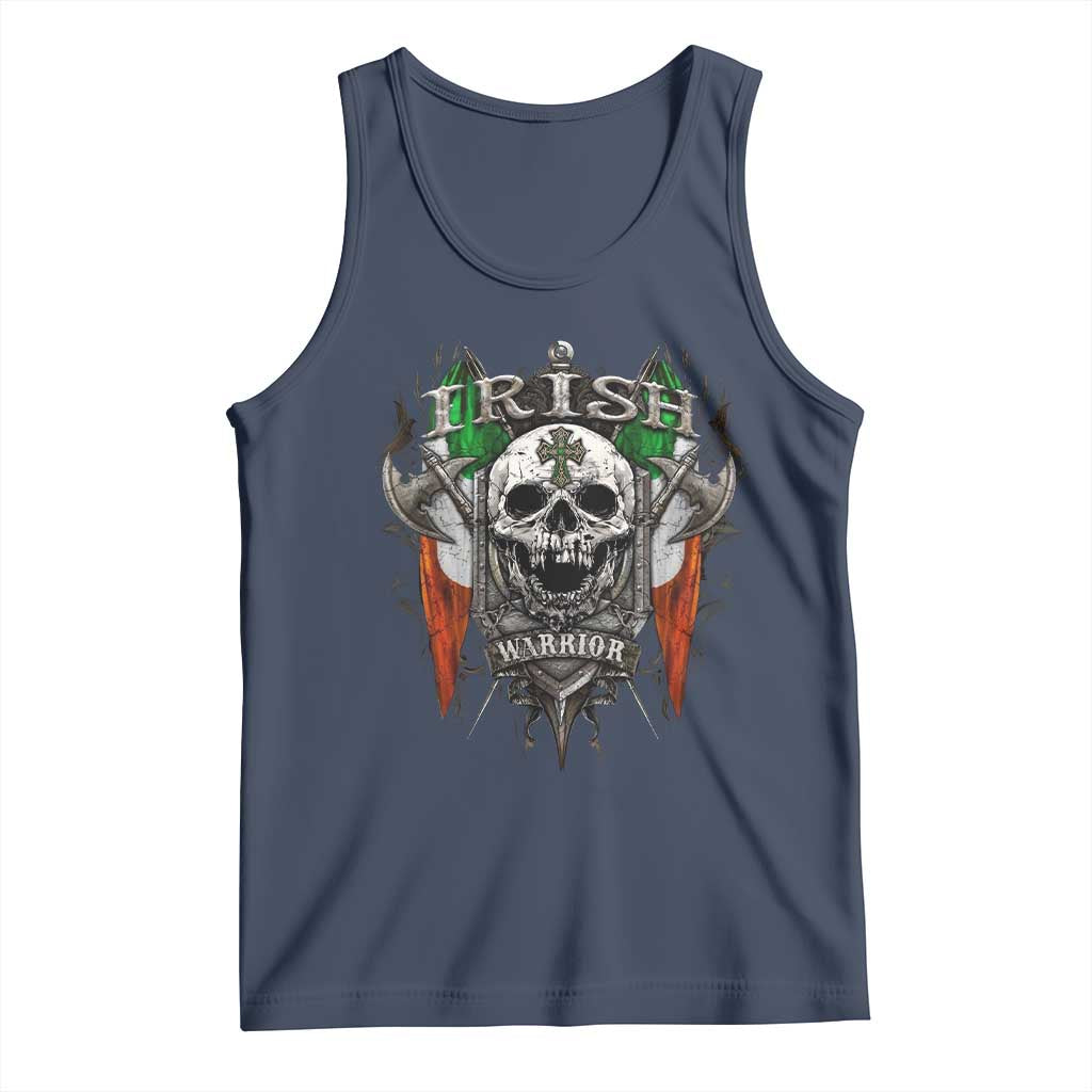 Funny Irish Warrior Tank Top Vintage Skull Celtic Cross Ireland Flag