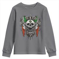 Funny Irish Warrior Youth Sweatshirt Vintage Skull Celtic Cross Ireland Flag
