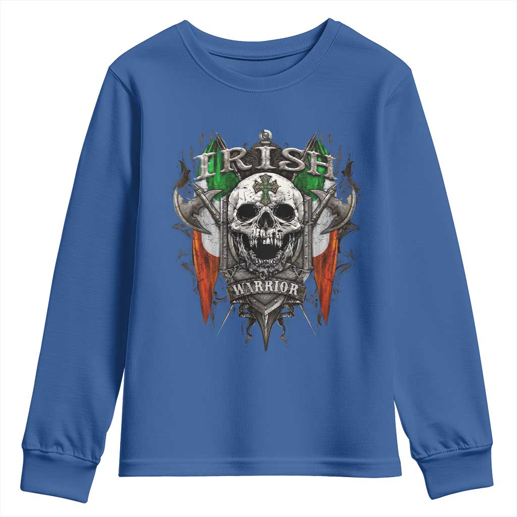 Funny Irish Warrior Youth Sweatshirt Vintage Skull Celtic Cross Ireland Flag