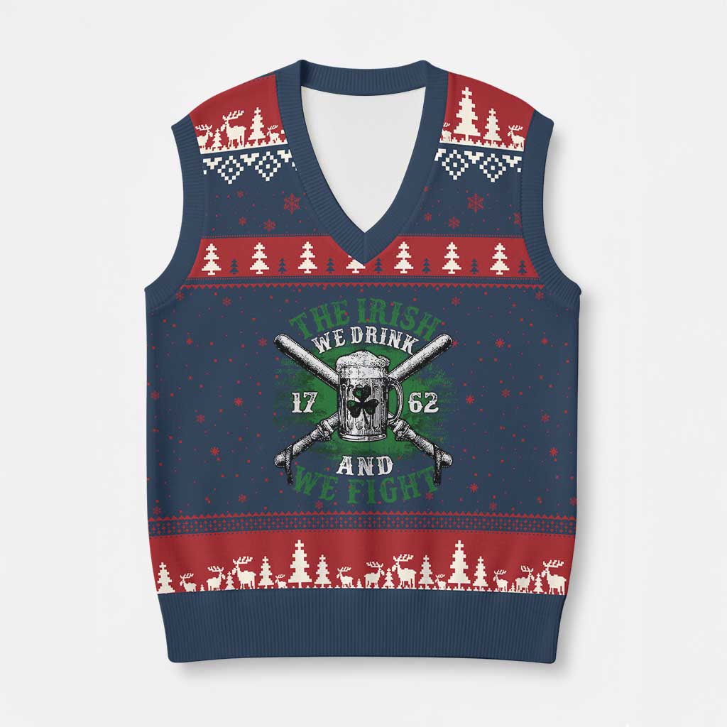 Irish Soldiers 1762 V-Neck Knit Sweater Vest The Irish We Drink And We Fight Shamrock Beer Parade - Wonder Print Shop