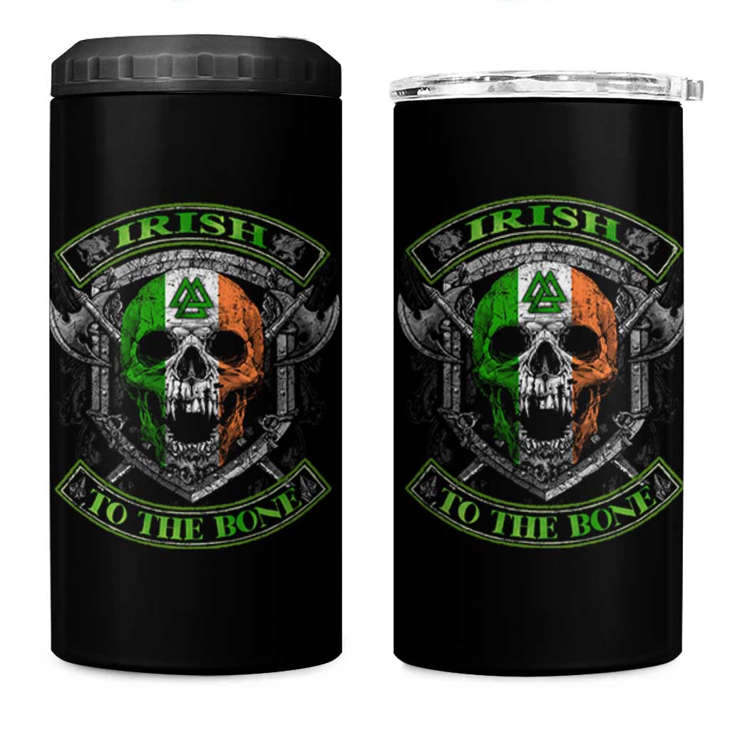 Irish Viking 4 in 1 Can Cooler Tumbler Irish To The Bone Vintage Ireland Flag Skull