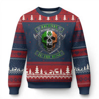 Irish Viking Ugly Christmas Sweater Irish To The Bone Vintage Ireland Flag Skull - Wonder Print Shop