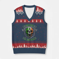 Irish Viking V-Neck Knit Sweater Vest Irish To The Bone Vintage Ireland Flag Skull - Wonder Print Shop