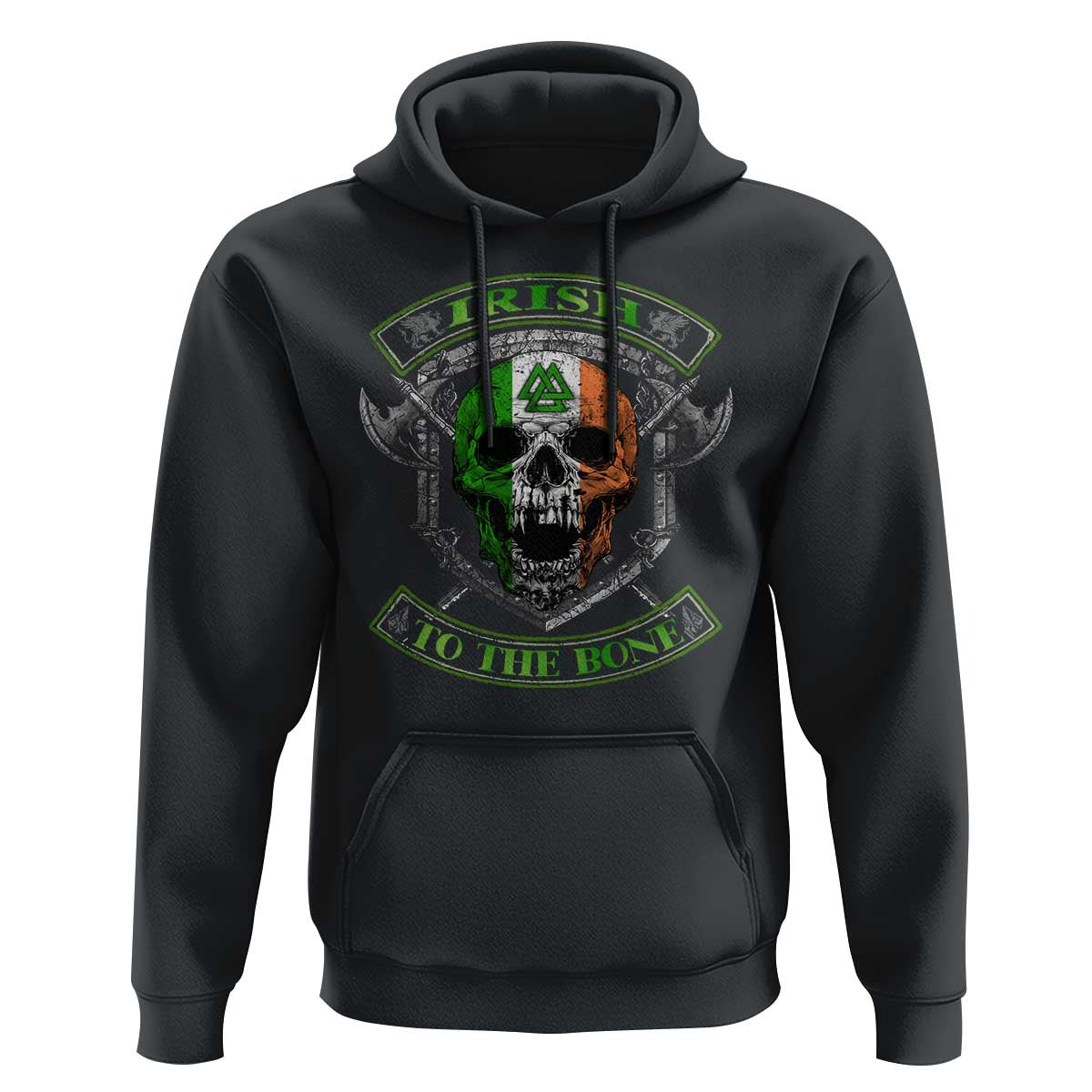 Irish Viking Hoodie Irish To The Bone Vintage Ireland Flag Skull