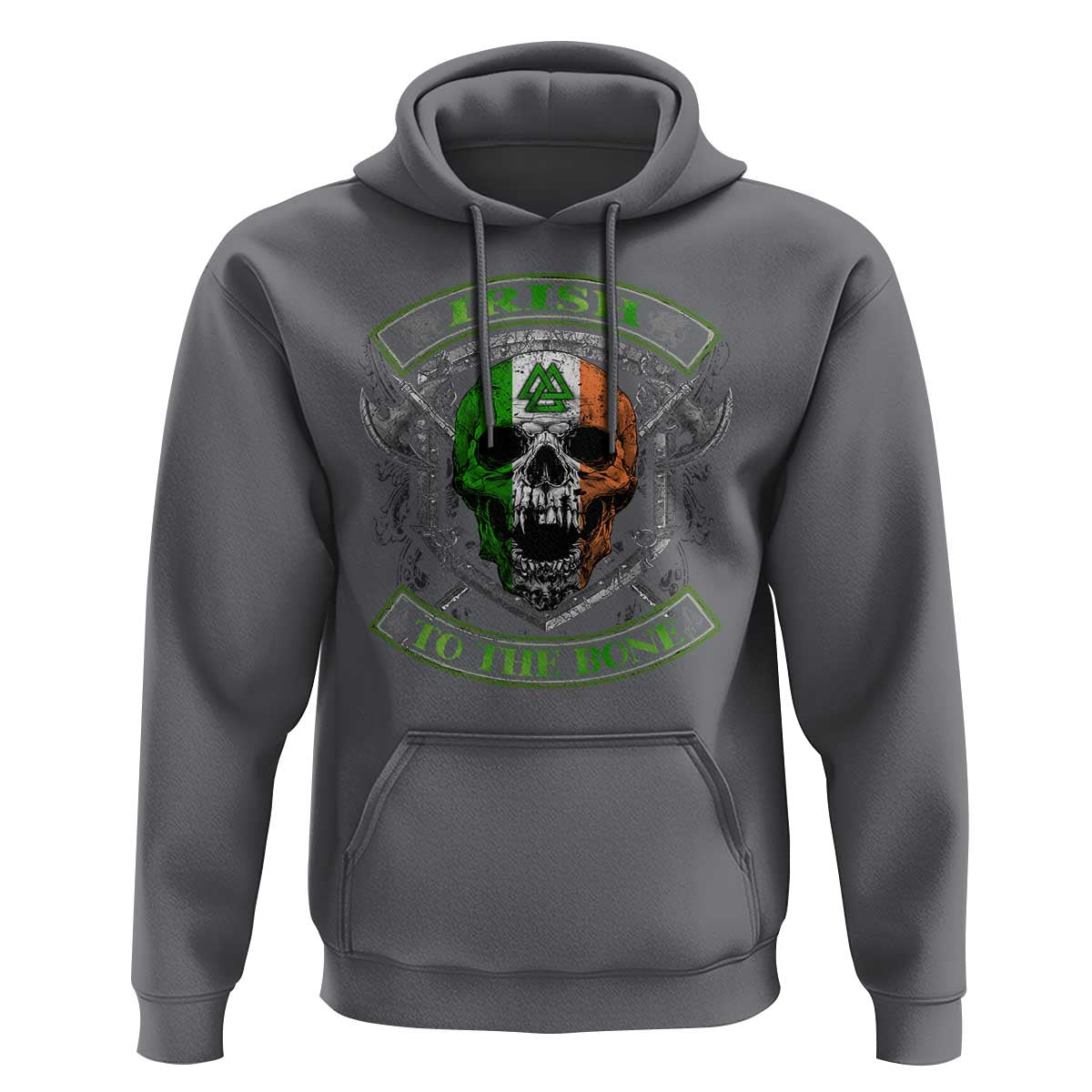 Irish Viking Hoodie Irish To The Bone Vintage Ireland Flag Skull