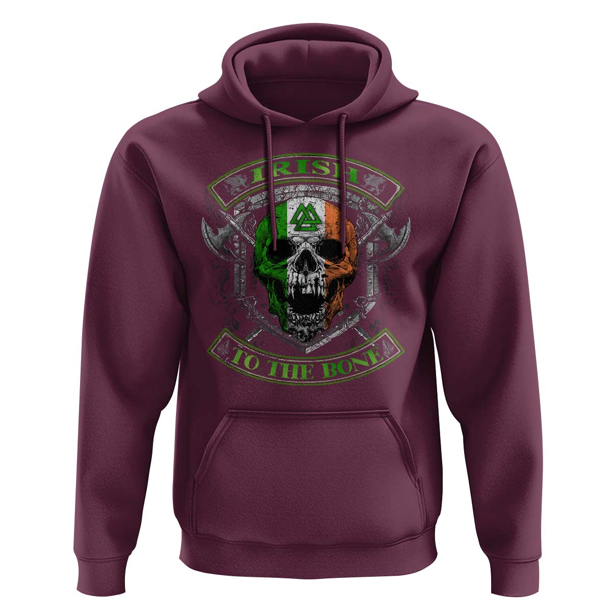 Irish Viking Hoodie Irish To The Bone Vintage Ireland Flag Skull