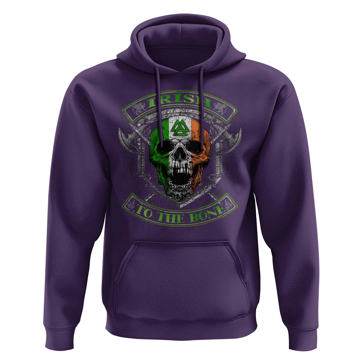 Irish Viking Hoodie Irish To The Bone Vintage Ireland Flag Skull