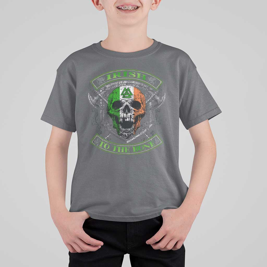Irish Viking T Shirt For Kid Irish To The Bone Vintage Ireland Flag Skull