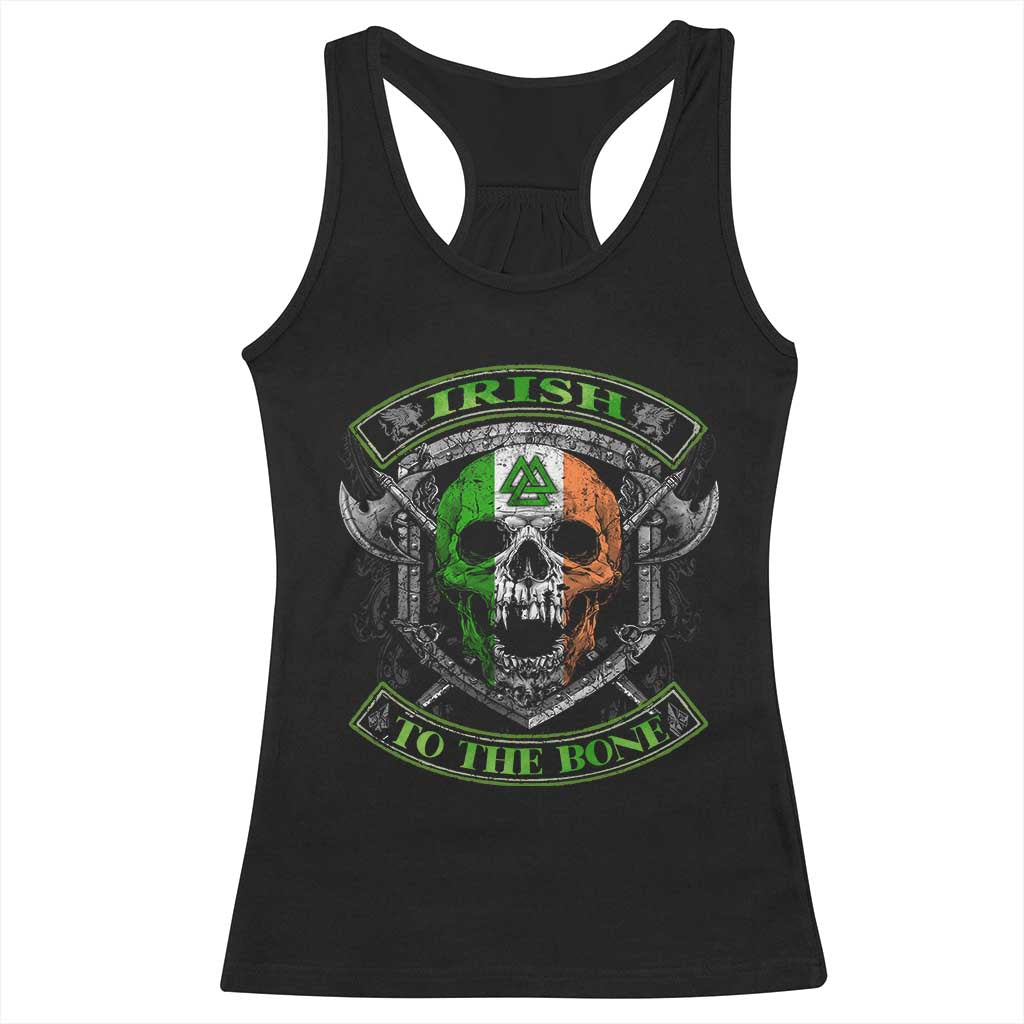 Irish Viking Racerback Tank Top Irish To The Bone Vintage Ireland Flag Skull