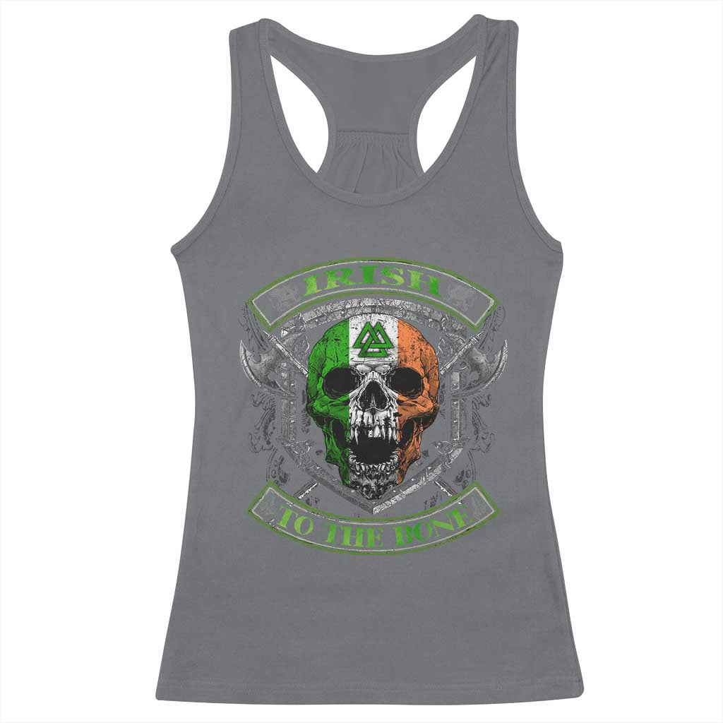 Irish Viking Racerback Tank Top Irish To The Bone Vintage Ireland Flag Skull