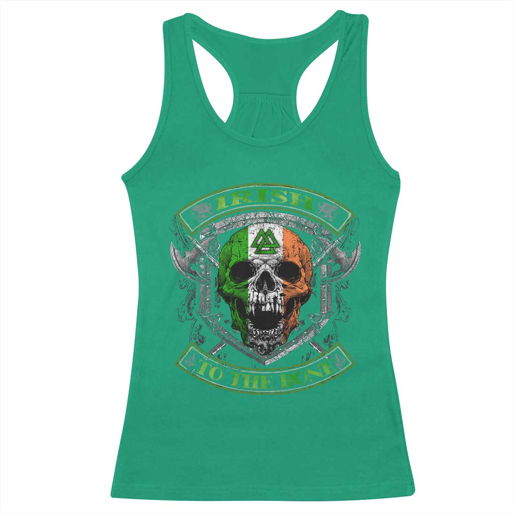 Irish Viking Racerback Tank Top Irish To The Bone Vintage Ireland Flag Skull
