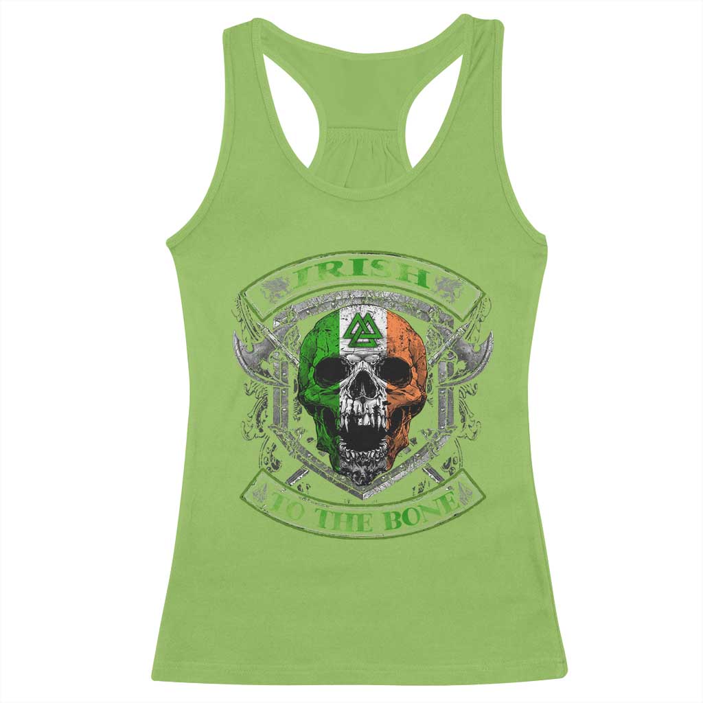 Irish Viking Racerback Tank Top Irish To The Bone Vintage Ireland Flag Skull