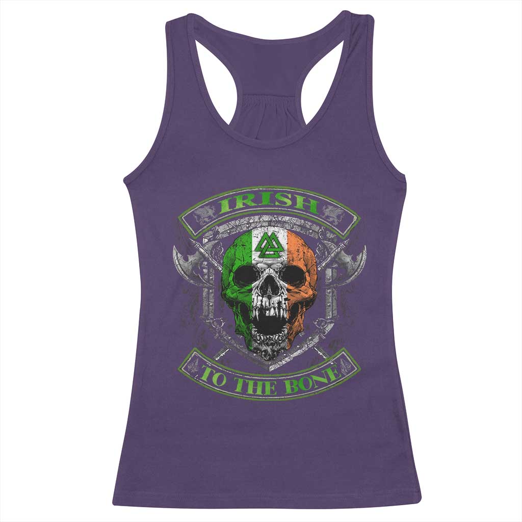 Irish Viking Racerback Tank Top Irish To The Bone Vintage Ireland Flag Skull
