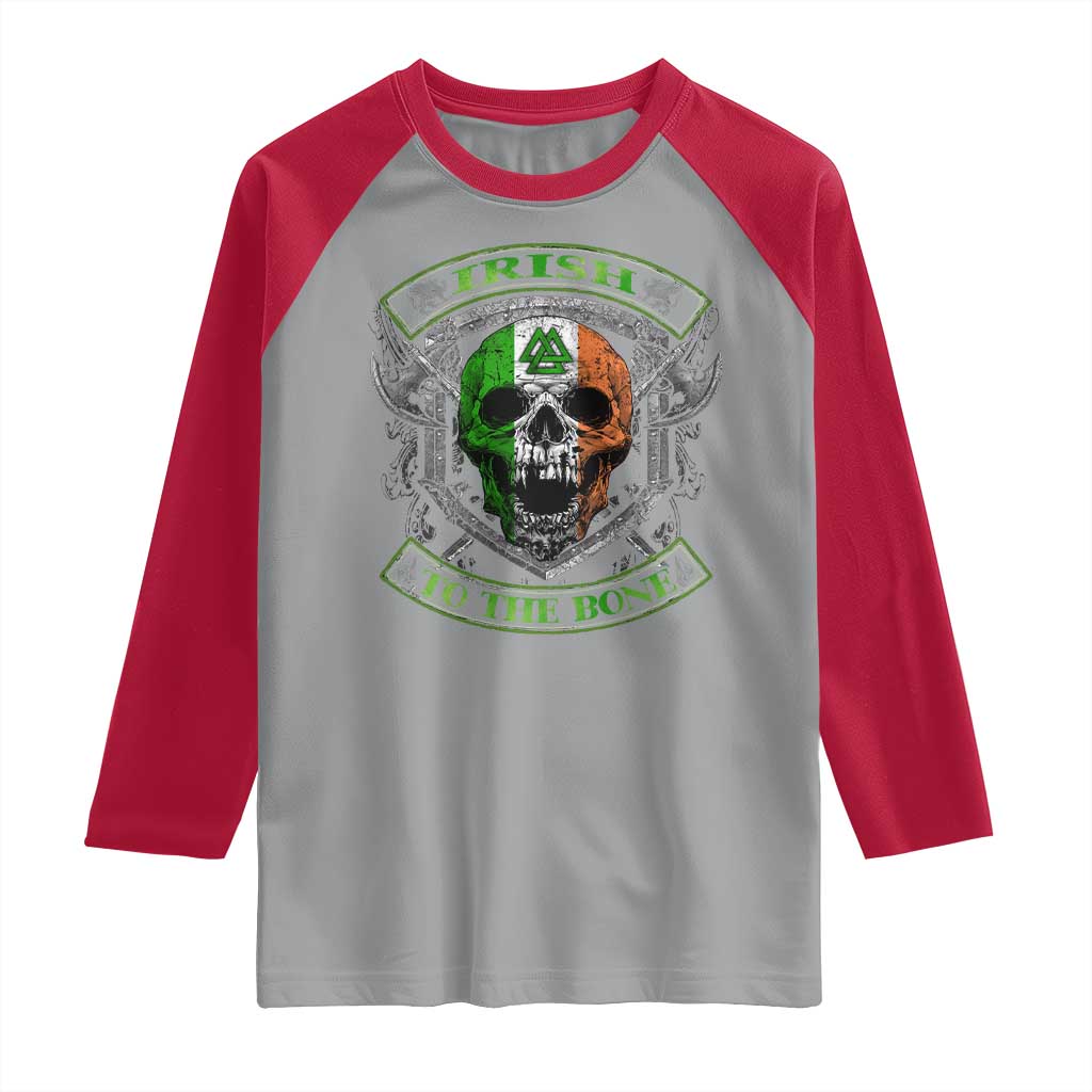 Irish Viking Raglan Shirt Irish To The Bone Vintage Ireland Flag Skull