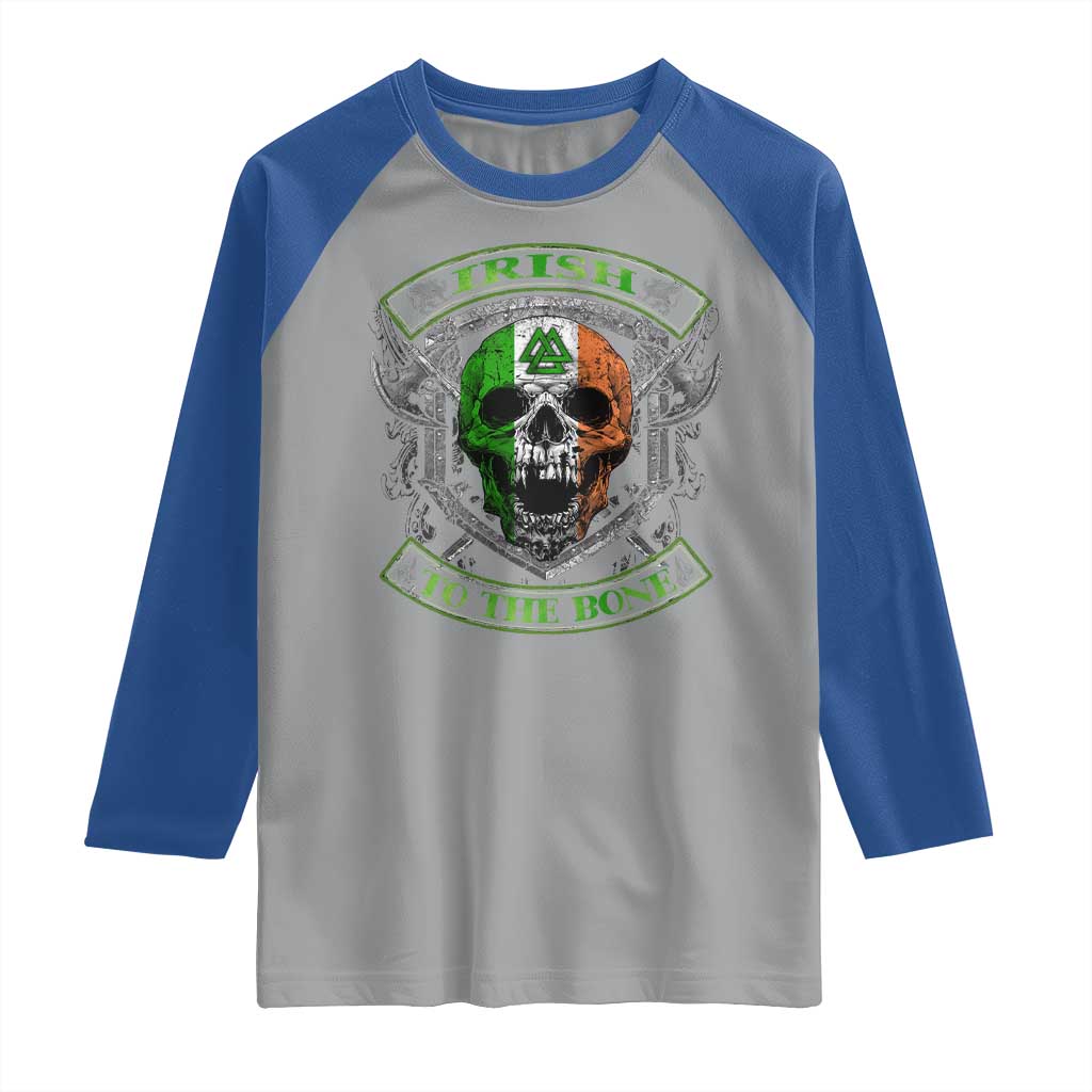 Irish Viking Raglan Shirt Irish To The Bone Vintage Ireland Flag Skull
