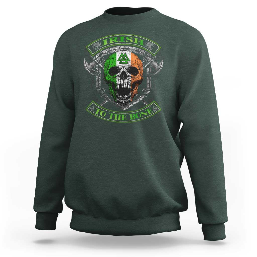 Irish Viking Sweatshirt Irish To The Bone Vintage Ireland Flag Skull